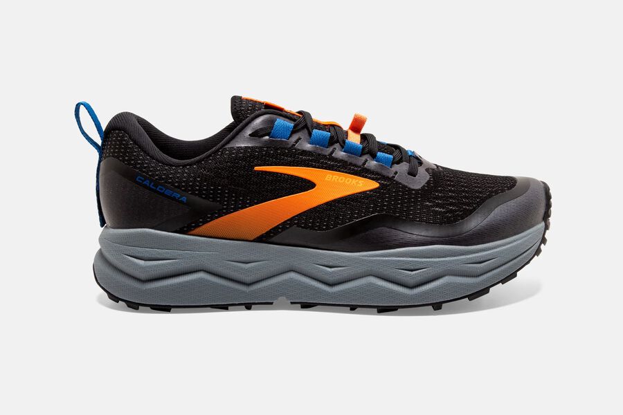 Brooks Men's Caldera 5 Trail Shoes Black/Orange/Blue ( AKMYB3716 )